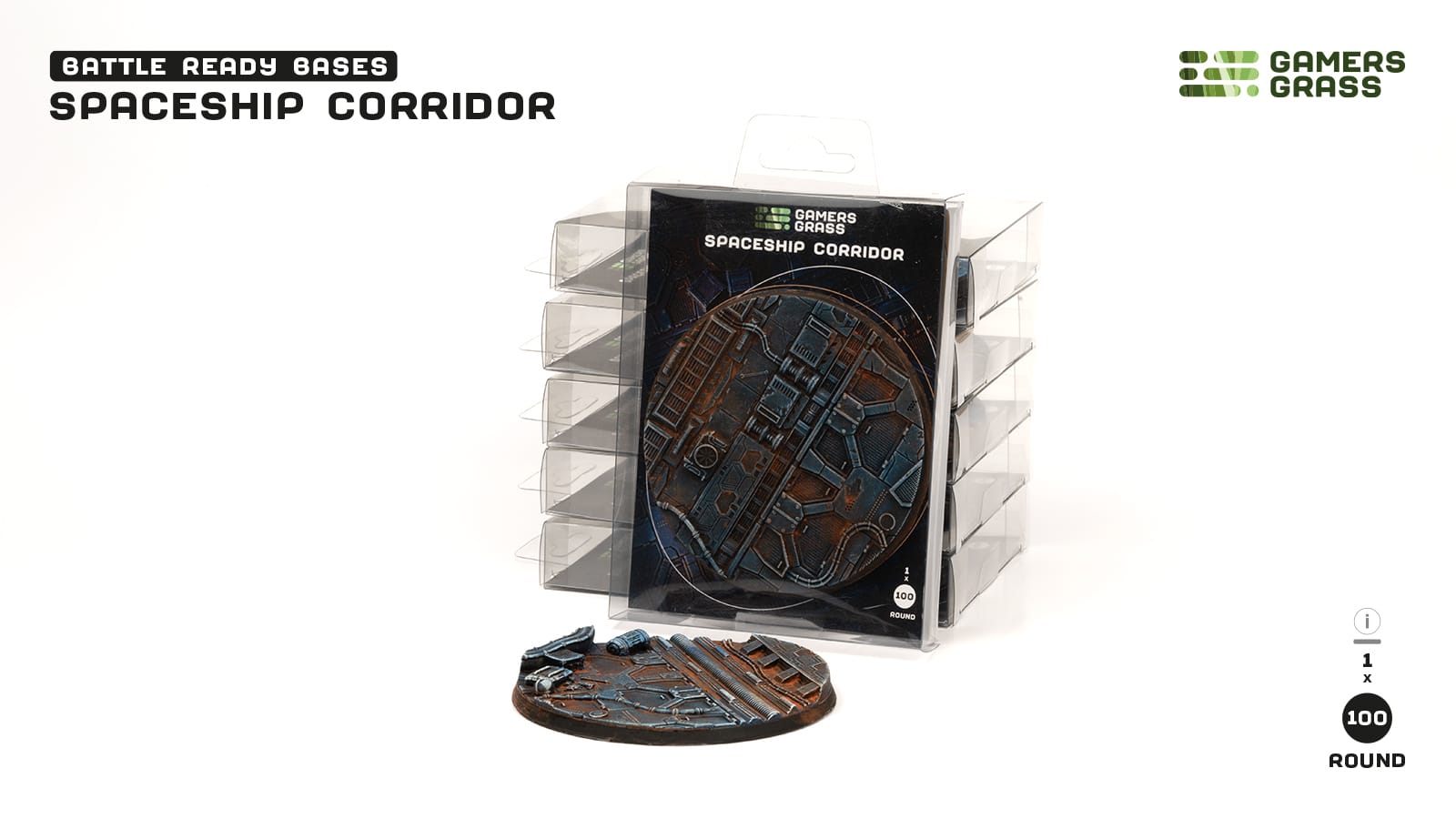 Gamers Grass: Battle Ready Bases - Spaceship Corridor -Round 100mm (x1)