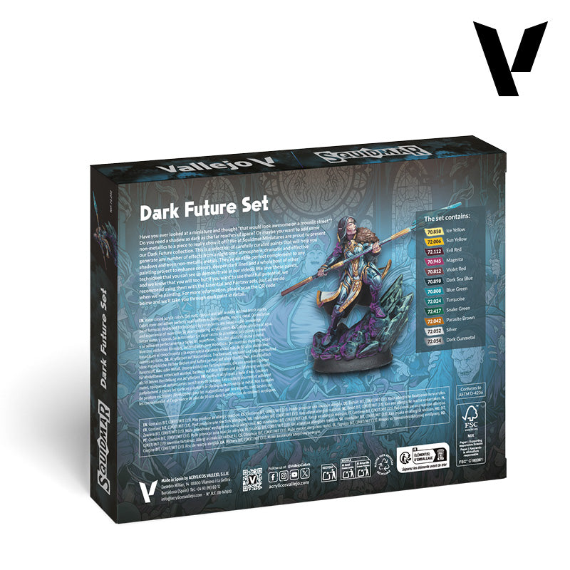 Vallejo: Squidmar Miniatures Dark Future Paint Set (12 Colors + Miniature)