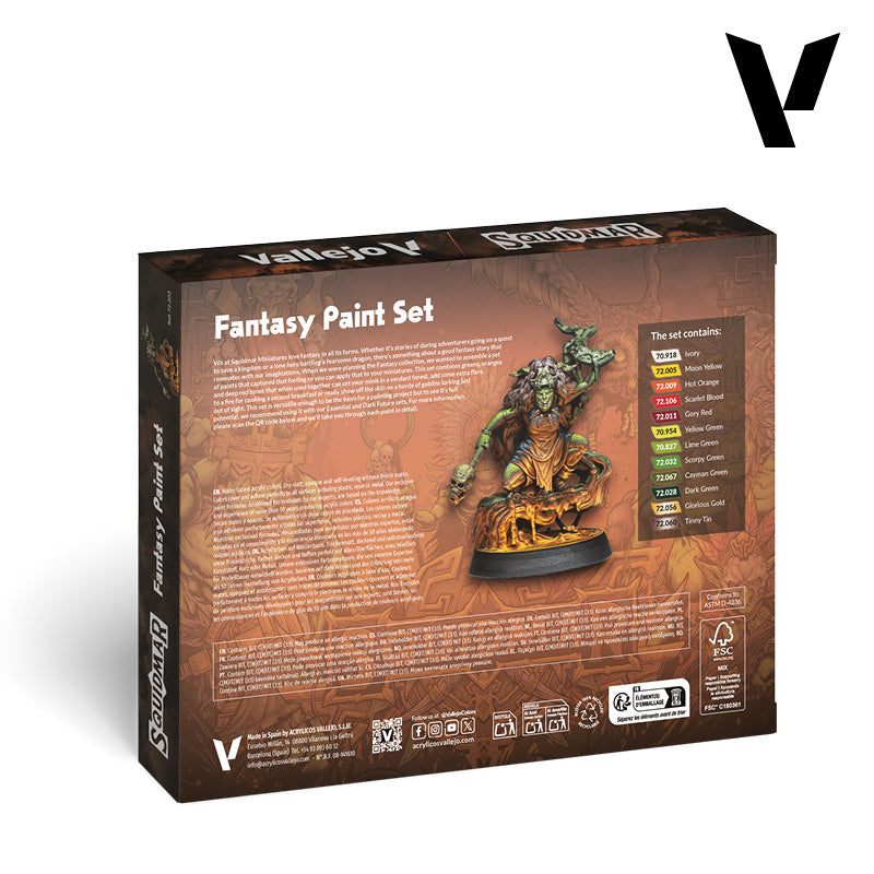 Vallejo: Squidmar Miniatures Fantasy Paint Set (12 Colors + Miniature)