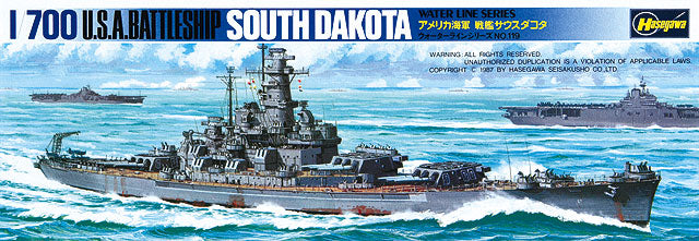 Hasegawa [607] 1:700 U.S. Battle Ship South Dakota