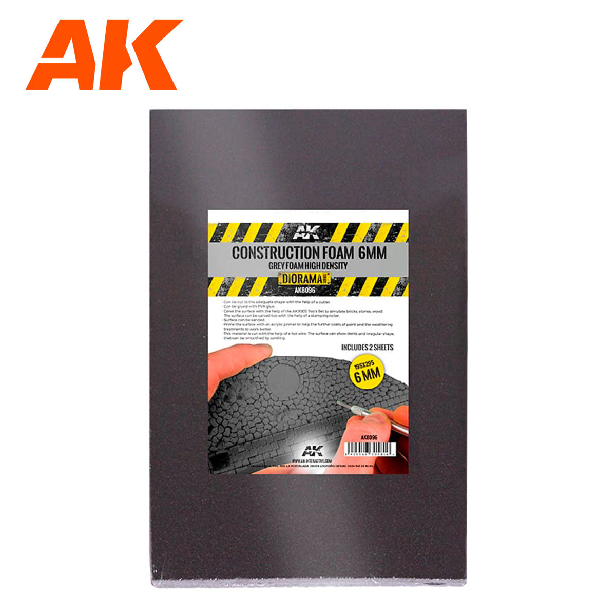 AK8096: Construction Foam 6mm - Grey Foam 195 X 295mm (2 sheets)