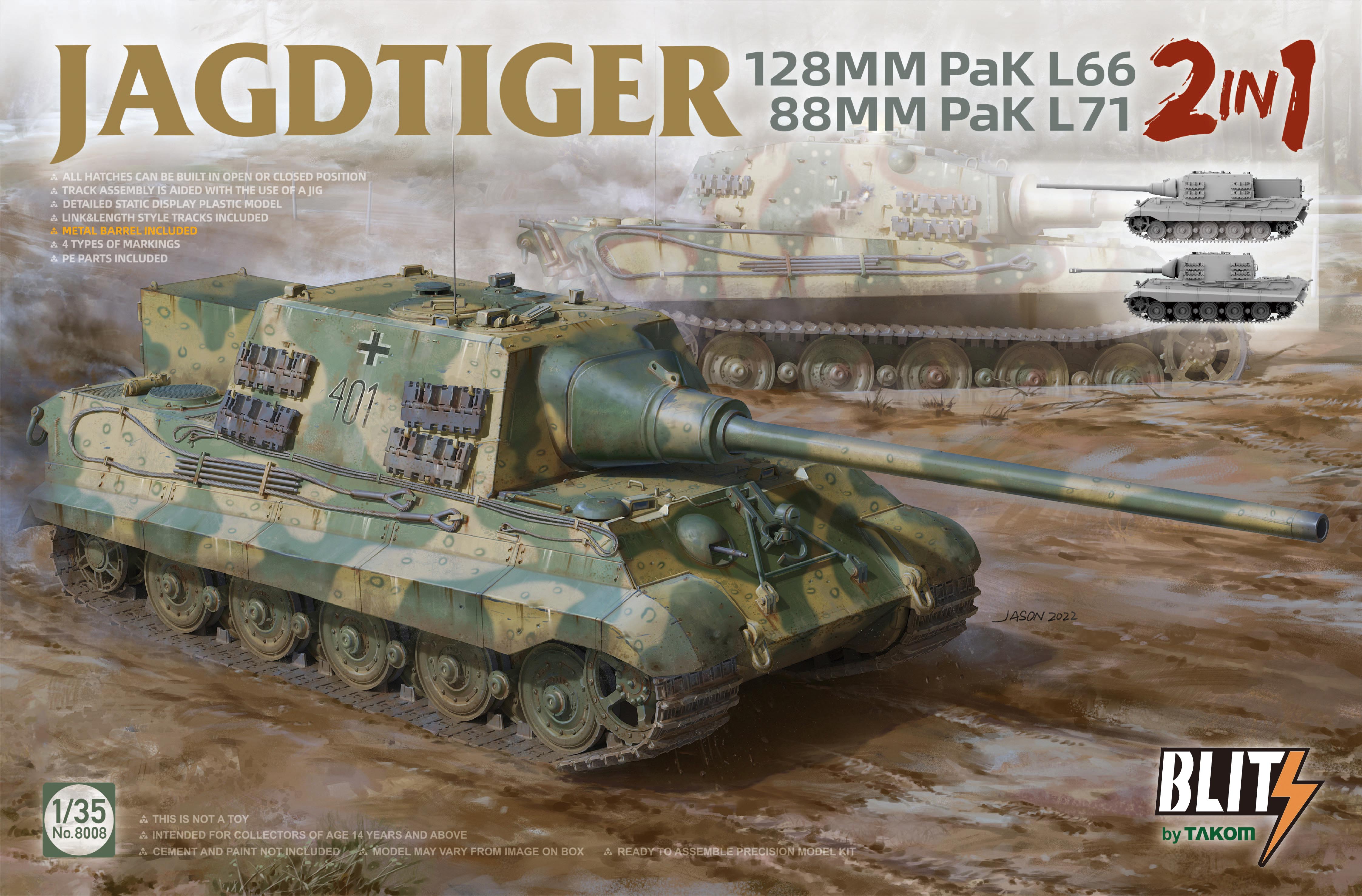 Takom: 1/35 Jagdtiger (2 in 1) 128MM Pak L66 & 88MM Pak L71