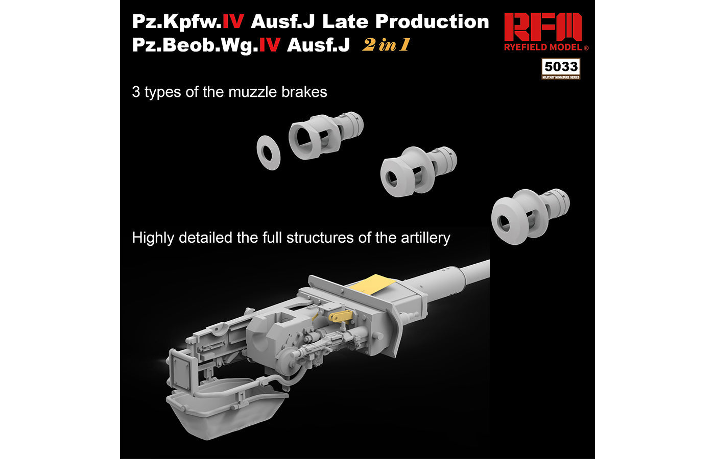 RFM: 1/35 Panzer Pz.Kpfw.IV Ausf.J Late Production Pz.Beob.Wg.IV Ausf. J 2 in 1, Workable Track