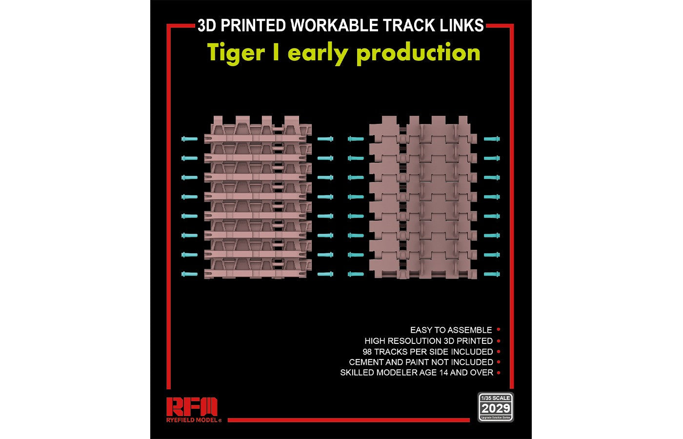 RFM: 1/35 Tiger I Early Prod. 3D Printed Workable Track Links