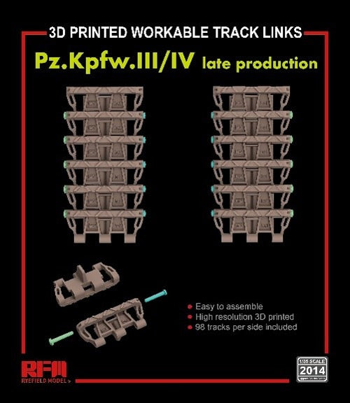 RFM: 1/35 Pz.Kpfw. III/IV Late Production 3D Printed Workable Track Links