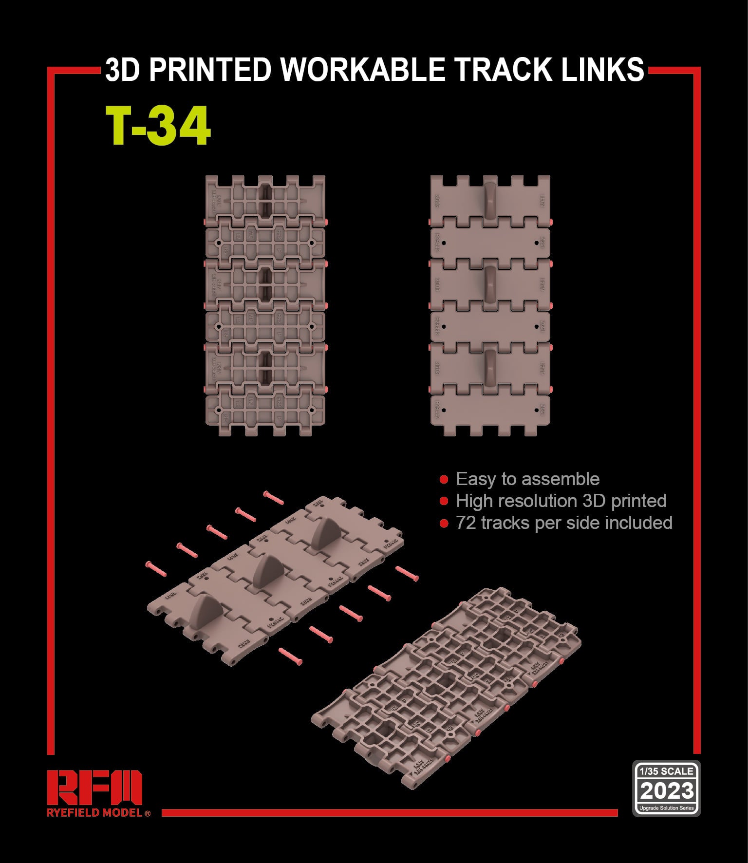 RFM: 1/35 T34 3D Printed Workable Track Links