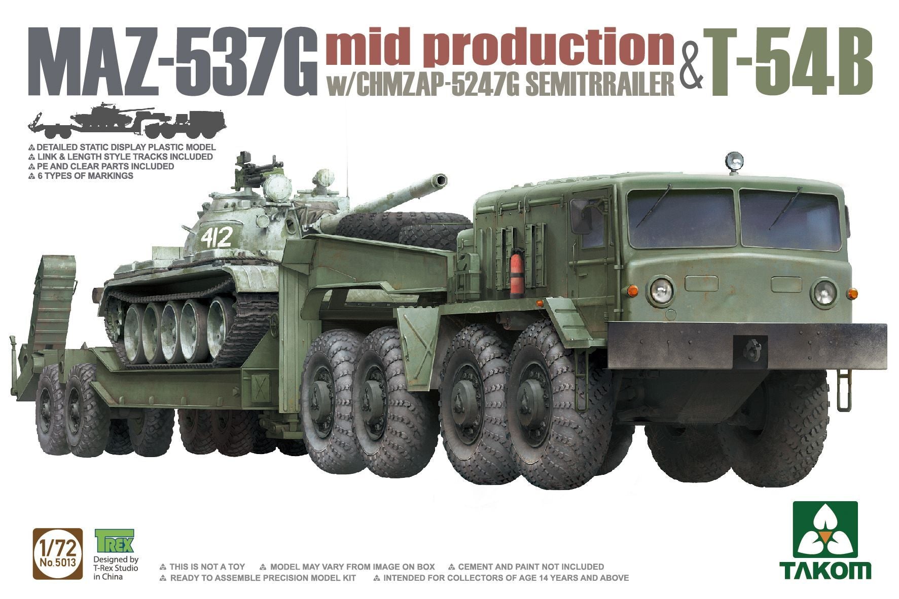 Takom: 1/72 Maz 537G w/CHMZAP Semitrailer & T54B