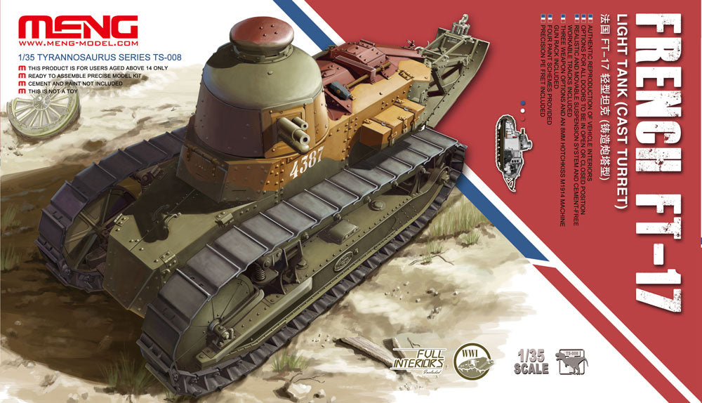 Meng: 1/35 French FT-17 Light Tank (Cast Turret), Full Interior