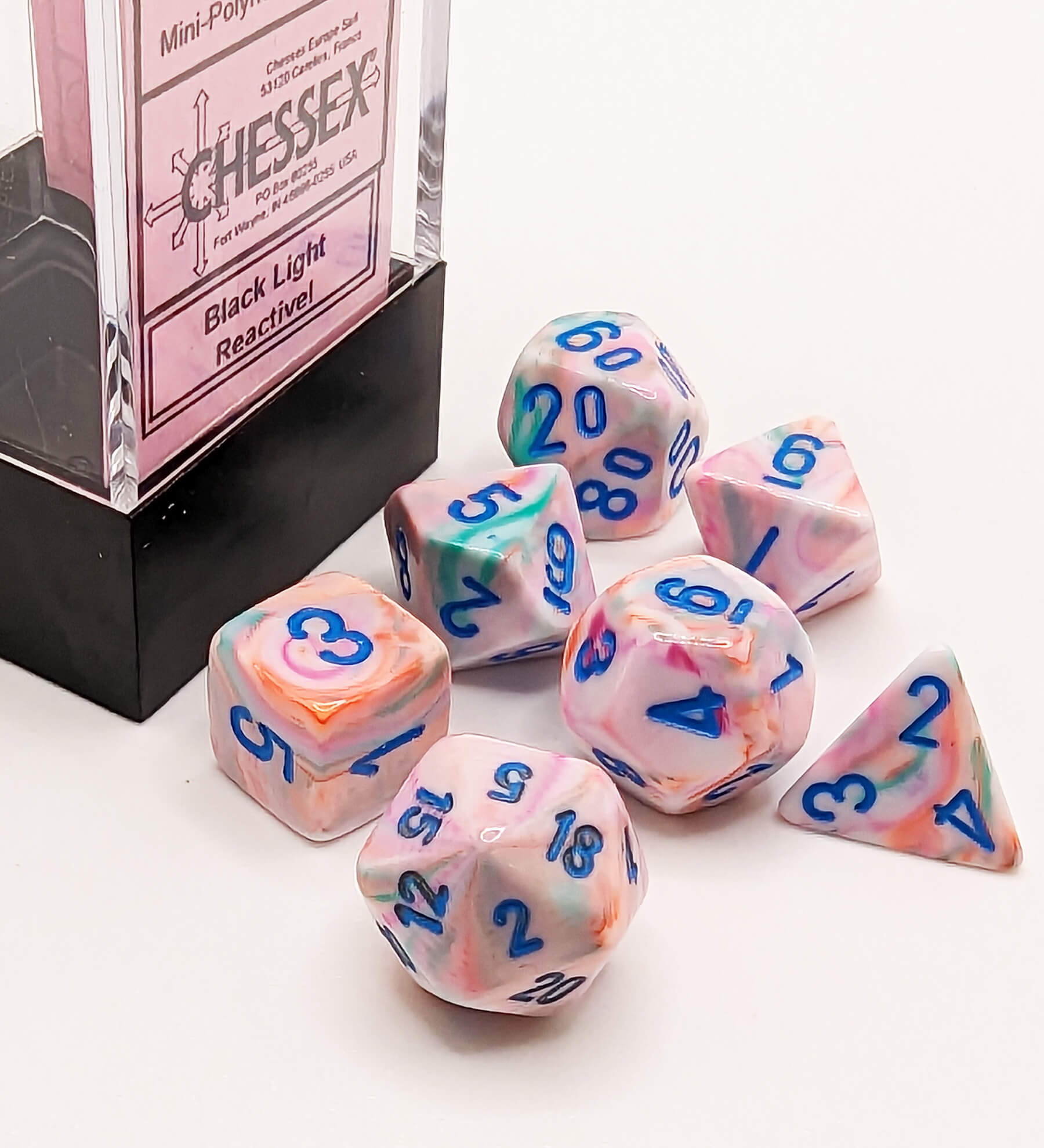 Chessex Mini Dice Series 2 (Festive Pop Art) | 10mm TTRPG Dice Set CHX20544