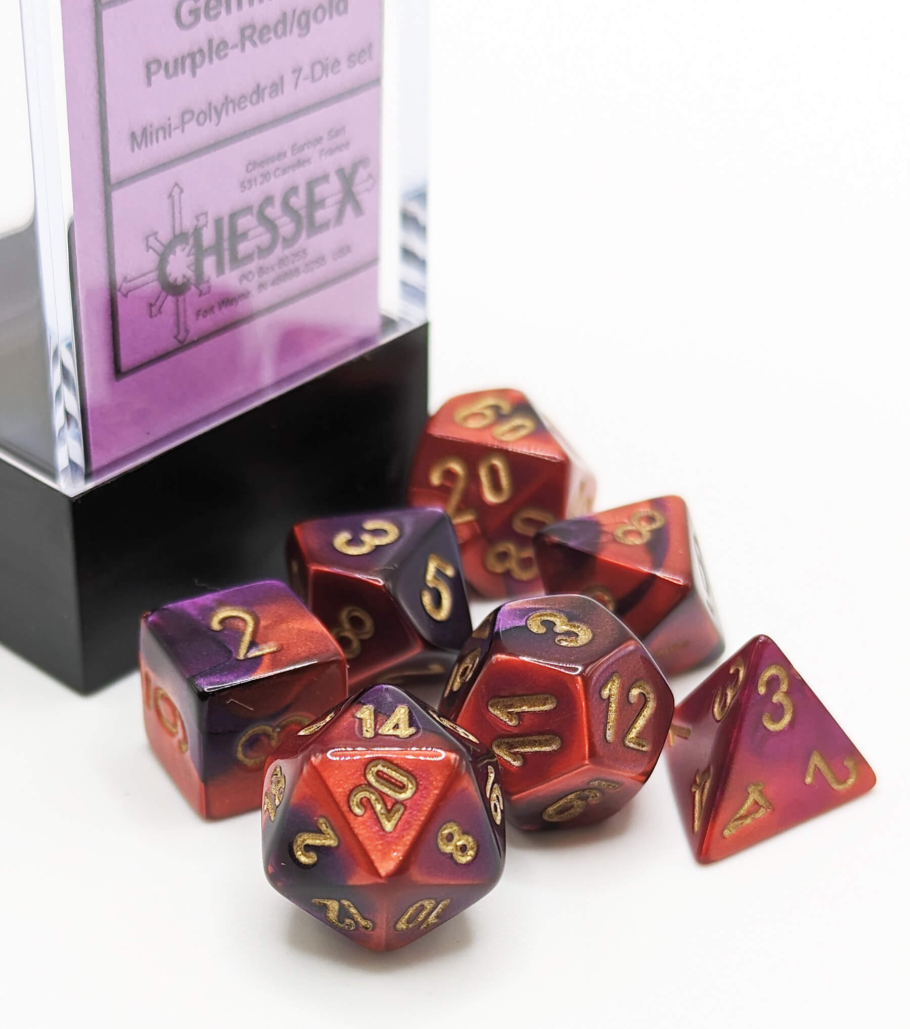 Chessex Mini Dice Series 2 (Gemini Purple Red) | 10mm TTRPG Dice Set CHX20626